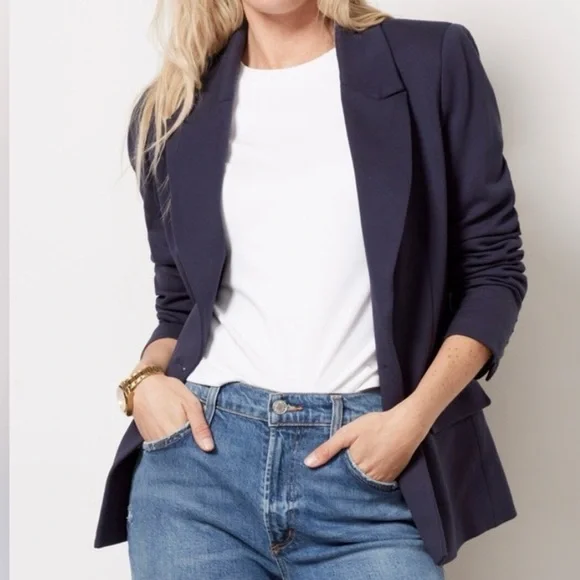 EVEREVE Navy White Removable Dickey 2 Button Dawson Blazer Sz XS Like New Preppy - Picture 2 of 15